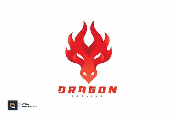 Dragon Face Fire Logo Template