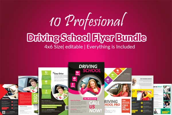 Driving School Flyers Templates Bundle