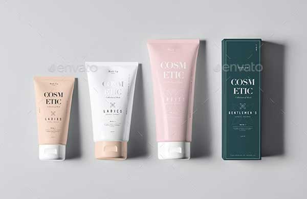Easy to Edit Cosmetic Tube & Box Mockup