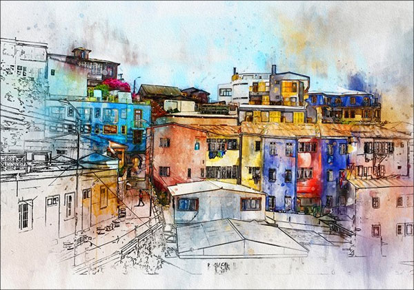 Editable Artistic Watercolor Photoshop Actions