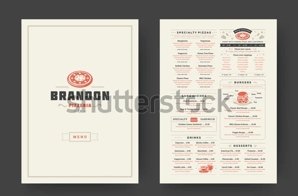 Pizza Restaurant Menu Flyer Templates