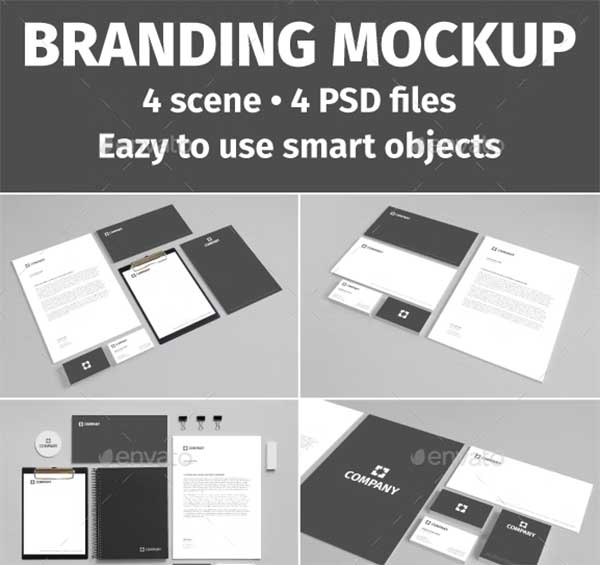 Editable Black Branding Stationery Mockup