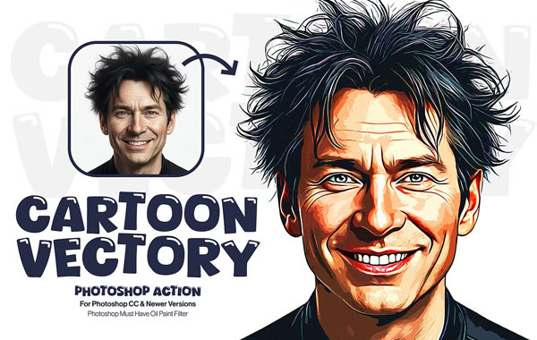 Editable Cartoon Vectory Photoshop Action