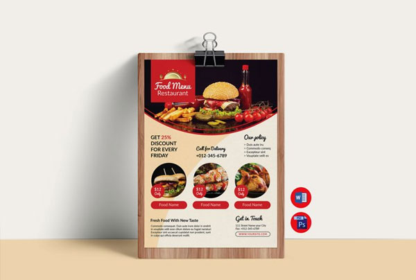 Editable Chicken Wings Restaurant Flyer Template