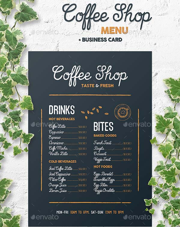 Editable Coffee Shop Menu Templates Download