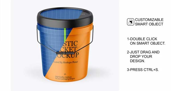 Editable Matte Paint Bucket Mockup Set