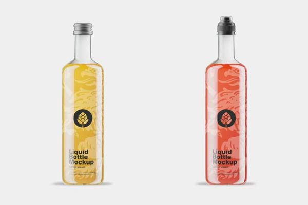Square Plastic Juice Bottle Mockup