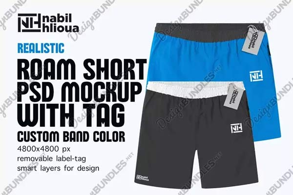 Editable Shorts Mockup PSD Template