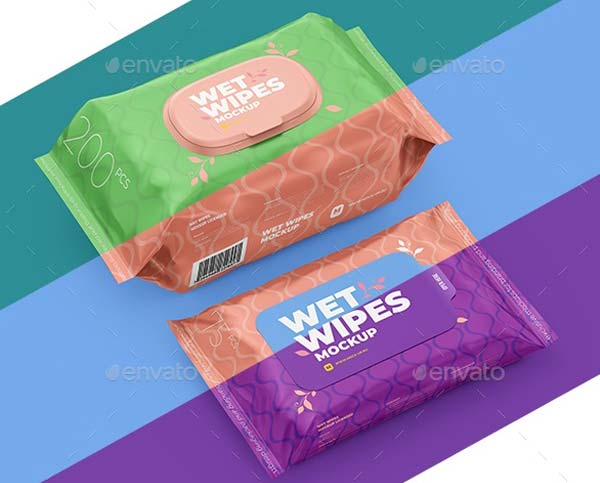 Editable Wet Wipes Mockup Templates