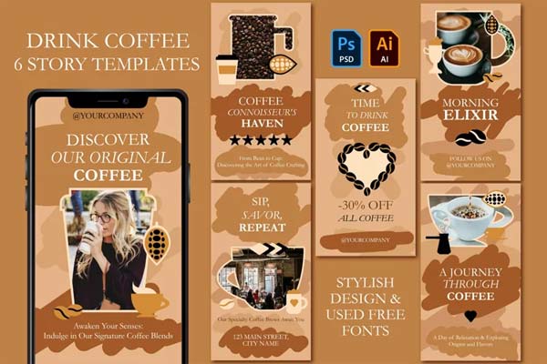 Elegant Luxury Coffee Social Media Story Templates