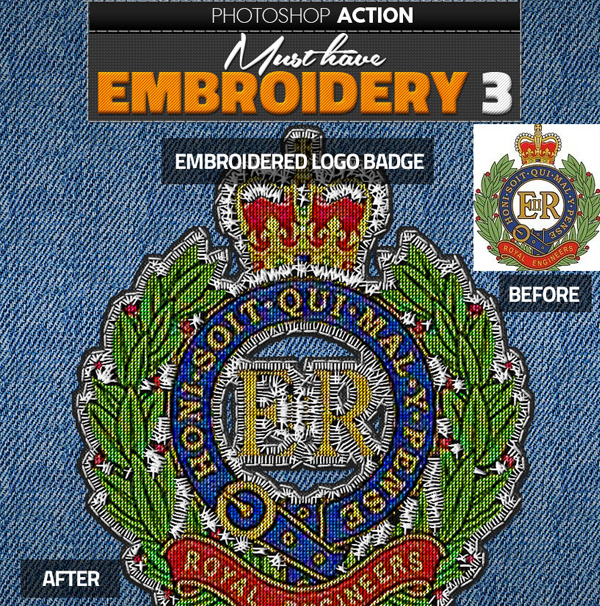 Embroidered Logo Badge Photoshop Action