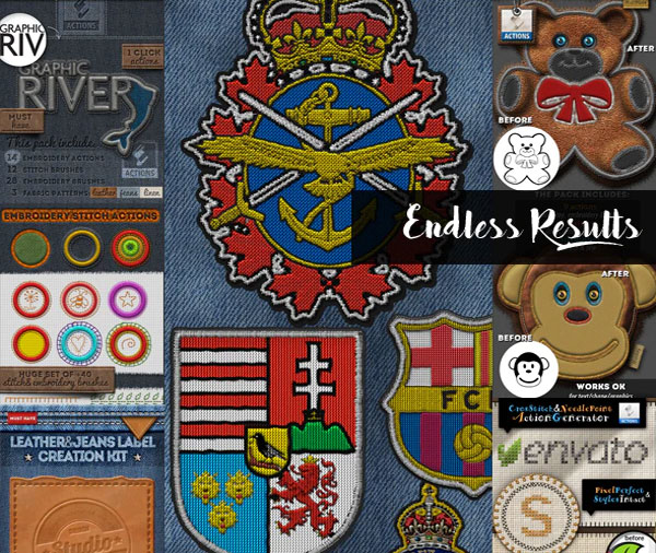 Embroidery and Stitching PS Actions Bundle