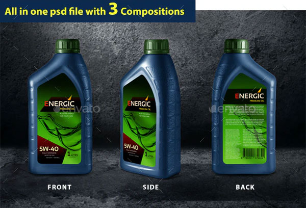 Engine Oil Bottle & Label Mockup