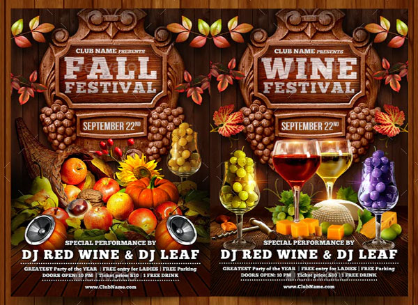 Fall and Wine Festival Flyer Template