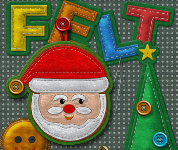 Felt Stitched Ornaments Photoshop Actions