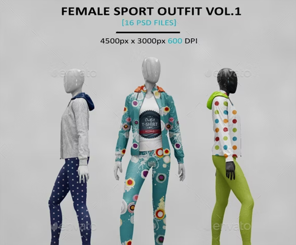 Female Sport Outfit Hoody MockUp