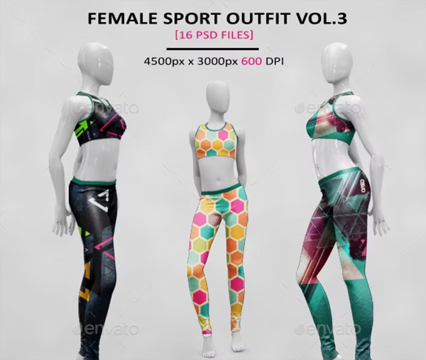 Female Sport Outfit MockUp PSD Design