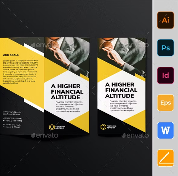 Financial Advisor Trifold Brochure Editable Template