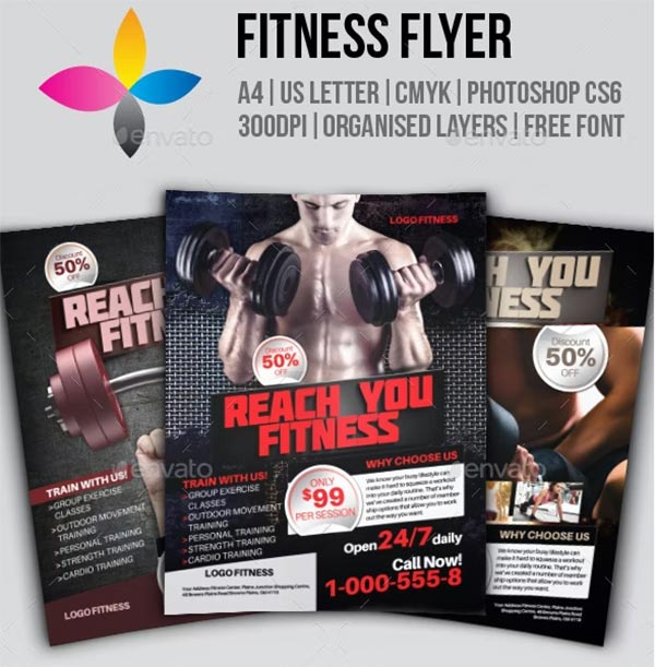 Fitness Flyer Template PSD Design
