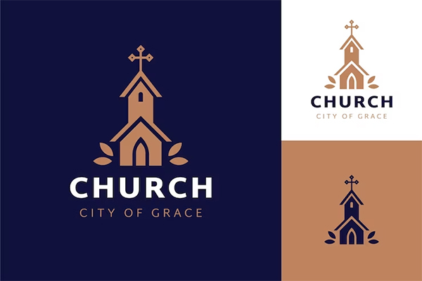 Flat Design Church Logo Free Template