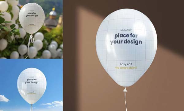 Floating Plastic Balloons Mockups