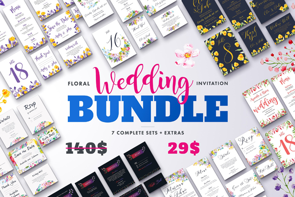 Floral Wedding Invitation Bundle