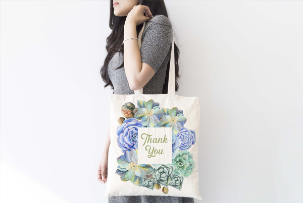 Flower Design Tote Bag Mockup