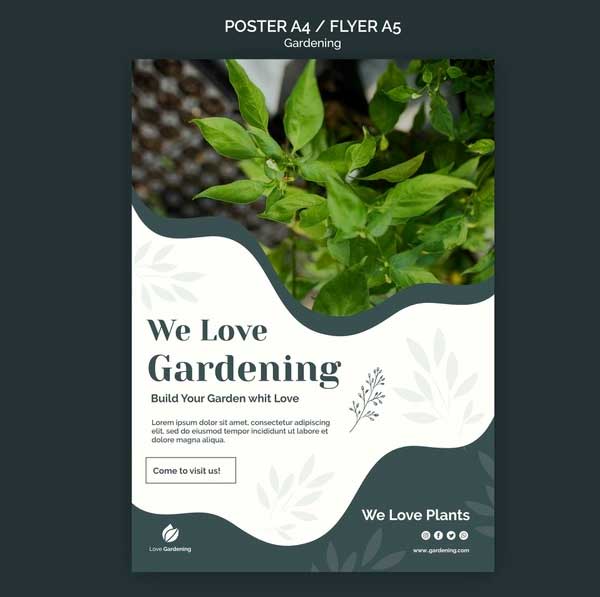 Flyer Template with Gardening Free Psd
