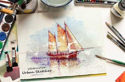 Focus Watercolor Urban Sketcher PSD Action