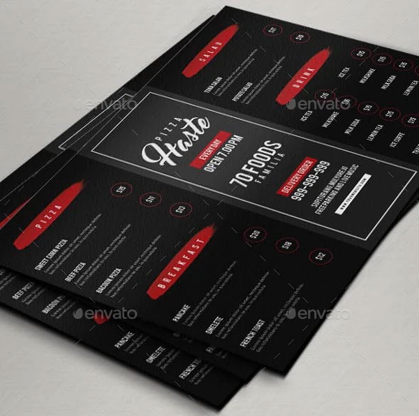 Food and Pizza Restaurant Menu Flyer Templates