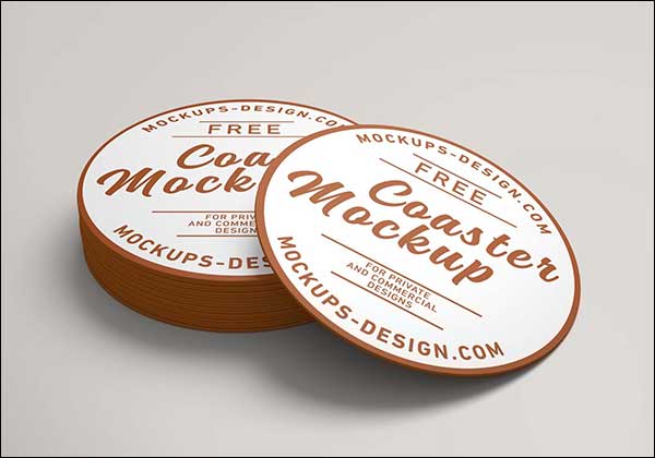 Free PSD Round Coaster Mockup
