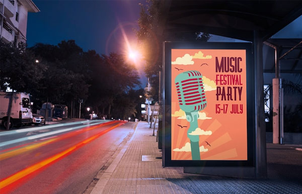 Free Bus Stop Billboard Advertising Mockup