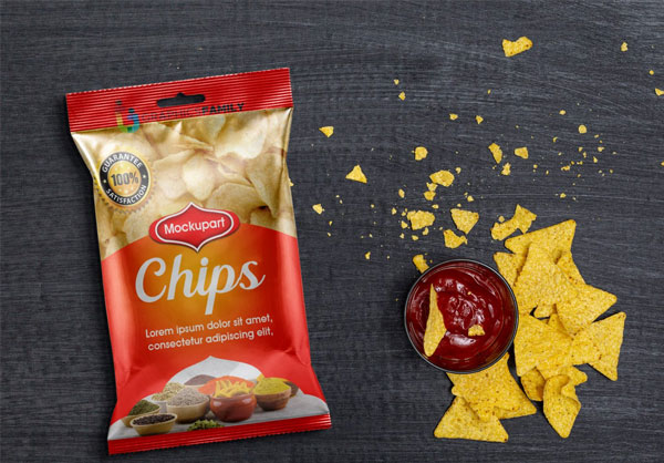 Free Chips Bag Packaging Mockup Photoshop Template