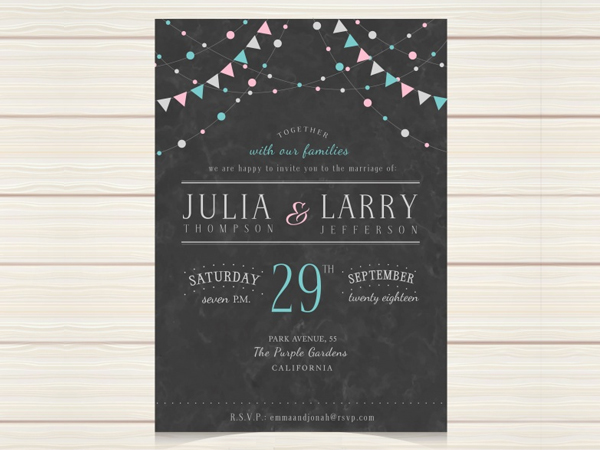 Free Vector Letterpress Wedding Invitation