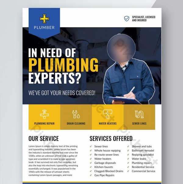 Free Elegant Plumber Service Flyer Template
