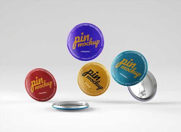 Free Glossy Pin Mockups