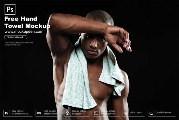 Free Hand Towel Mockup PSD Template