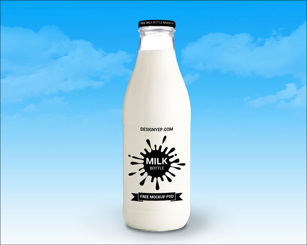 Free Milk Bottle Mockup PSD