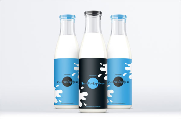 Free Milk Glass Bottle Mockup