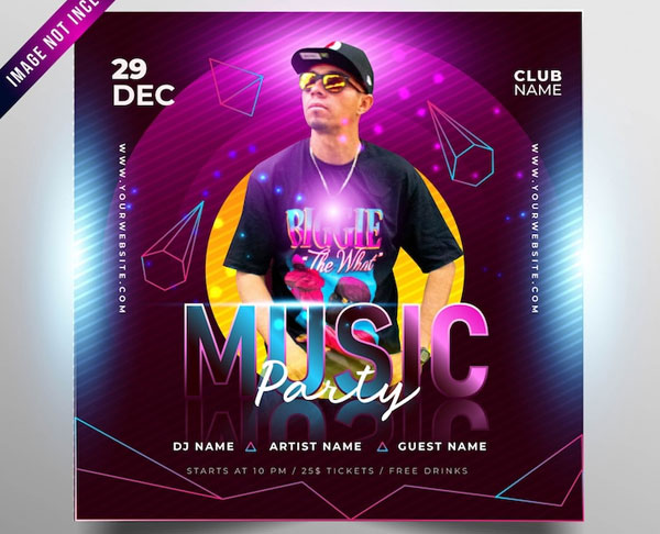 Free Night Music Party Banner