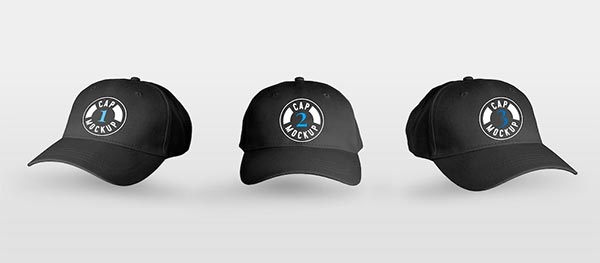 Free PSD Black Caps Views Mockup