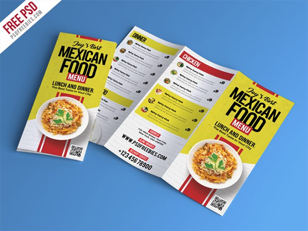 Free PSD Food Restaurant Menu Brochure Template