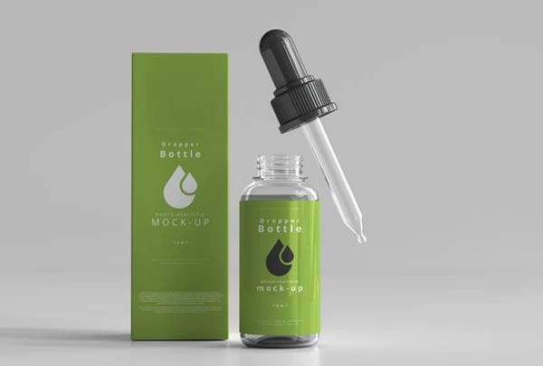 Free PSD Glass Dropper Bottle Mockup