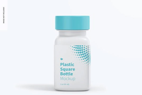 Square Plastic Bottle Mockups