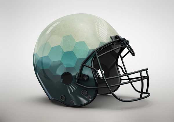 Free Psd Blue Gradient Helmet Mockup