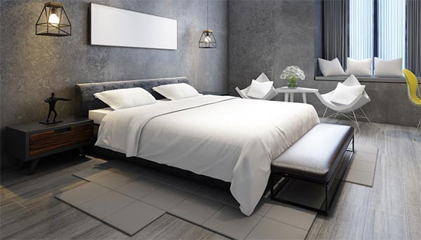 Free Realistic Modern Double Bedroom Mockup
