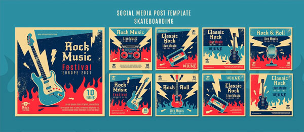Free Retro Music Festival Instagram Banners