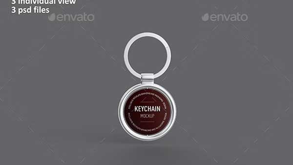 Free Round Wood Key Chain Mockup