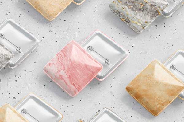 Free Square Pin Button Badge Mockup