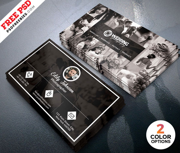 Free Wedding Photographer Business Card Design PSD
